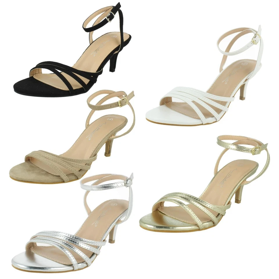 Mujer Anne Michelle Tacón Mediano Ancho Para Sandalias de Fiesta - F1R2112 - Imagen 1 de 1