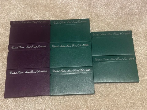 1991 to 1998 US Mint Proof Sets in OGP with COA: Complete Run of 8 Sets Cover
