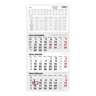 3 Monatskalender 2026 Bürokalender Wandplaner 3-Monate Wandkalender Planer - Bild 1 von 2