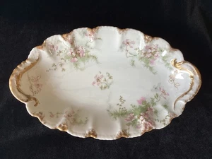 Antiguo - Theodore Haviland - Plato ovalado Limoges Francia - floral - adorno dorado - Imagen 1 de 4