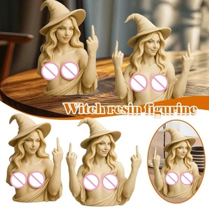 Middle Finger Witch Statue, Funny 3D Resin Middle Finger Witch Figurine - Picture 1 of 14