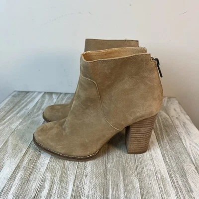 Lucky Brand Liesell Ankle Booties Womens 8.5 Tan Leather Stacked Block Heel - Image 1 of 4