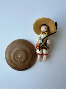 Vintage Miniature Figurine From Chiapas Mexico Detailed Wooden Stand - Picture 1 of 15