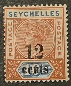 Travelstamps:SEYCHELLES STAMPS Scott #23 - 12c/10c Surcharge Mint MOGH ** Signed - Picture 1 of 5
