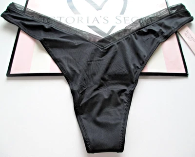 VICTORIA'S SECRET VERY SEXY High Leg Thong Panty VS Mesh Trim S M L XL Black NWT - Image 1 of 4