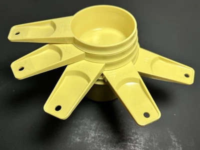Vintage Tupperware Measuring Cups Gold Yellow Nesting Set of 5 - Image 1 of 3