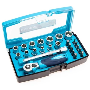 Eclipse 0.6cm Presa Set 25 Pezzi Cromato Include Accessori con Scatola ESS25PS - Picture 1 of 5
