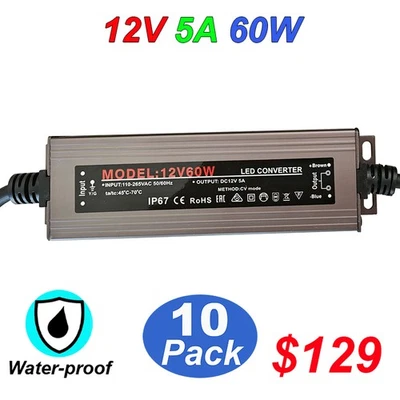 Power Supply AC To DC 12V 5A 60W Adapter Transformer LED Driver for LED Strip - Image 1 of 4