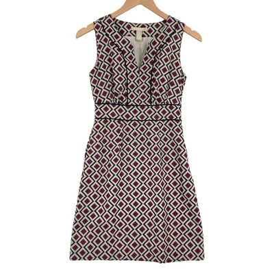 Banana Republic A Line Dress Womens Petite 00P Multicolor Geo Print Side Zipper - Image 1 of 4