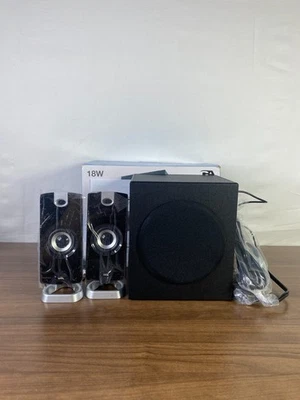 Cyber Acoustics CA-3090 Black 18W Powerd 3 Piece Speaker System With Subwoofers - Image 1 of 4