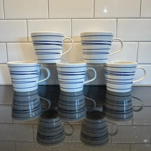 Juego de 5 tazas de té café cónicas Royal Doulton London Pacific Blue Lines - Imagen 1 de 24