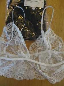 NEU IN PKGS. Zwei (2) weiße und schwarze Gr. XXL durchsichtige Spitzen Bralettes - Bild 1 von 2
