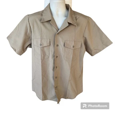 US Navy Authentic SU Service Uniform Button Front Shirt Mens L Officer Enlisted  - Image 1 of 4