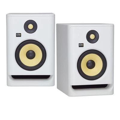 KRK ROKIT RP7 G4 7" Bi-Amped Studio Monitor DSP Speakers White Noise Pair Bundle - Image 1 of 4