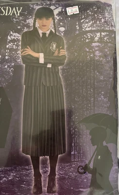Wednesday Addams Gothic Black Dress Adult Size Small 2-4 Great for Halloween - Image 1 of 4
