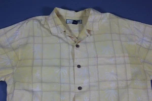 Camicia Tommy Bahama uomo gialla seta floreale bottoni hawaiani relax casual media - Foto 1 di 9