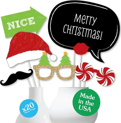Big Dot of Happiness Christmas Party - Photo Booth Props Red, Gold, Orange  - Image 1 of 4
