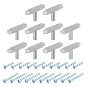 10 piezas perillas de gabinete de barra en T, manijas de gabinete de 2" x 1,34", plateadas - Imagen 1 de 6