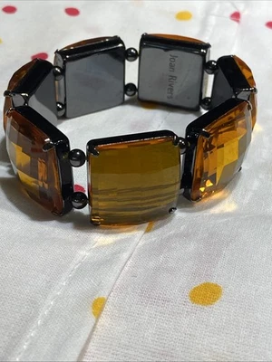 Pulsera elástica JOAN RIVERS naranja Applejuice cuadrados facetados Gunmetal Foto 1 de 4