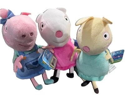 Lot of 3 Peppa Pig Stuffed Animal Plush 6" Suzy Sheep, Rebecca Rabbit, Peppa New - Image 1 of 3