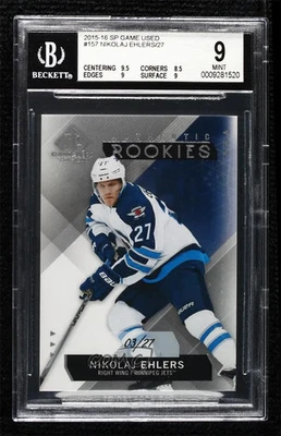 2015-16 SP Game-Used Nikolaj Ehlers #157 03/27 Rookie True Base Set BGS 9 - Image 1 of 3