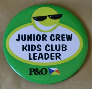 P&O FERRY BOATS Ferries Ships Vintage  c1980s Pin Badge JUNIOR CREW LEADER 75mm - Picture 1 of 2