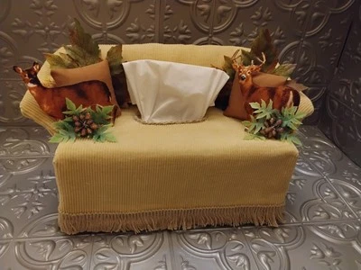 DEER SOFA TISSUE BOX COVER NEW HANDMADE FREE TISSUES — 第 1/3 张图片