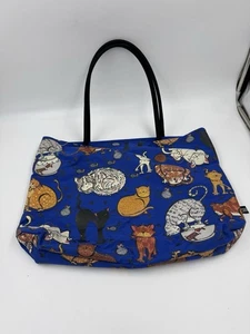 Large Blue Gregg Gifts Cat and Mouse Canvas Tote Bag - Picture 1 of 15