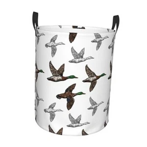 Laundry Basket Room Decor,Round Laundry Hamper Waterproof Dirty Mallard Duck - Picture 1 of 8