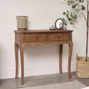 Dark Wood 2 Drawer Dressing Table Home Furniture - Picture 1 of 8