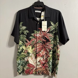 Camisa Tommy Bahama Para Hombre M 100% Seda Midnight Haven Campamento Estampado de Palma Floral $158 - Imagen 1 de 24
