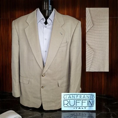 Blazer Abrigo Deportivo Gianfranco Ruffini Para Hombre 42R Beige Cuadros Lana Sin Ventilación Foto 1 de 4