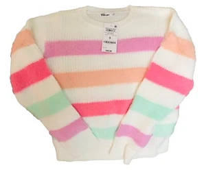 Epic Threads Big Girls Size 7 Striped Faux Fur Pullover Sweater NWT Pink Multi - Picture 1 of 9