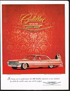1960s Original Vintage Pink 1961 Cadillac Car Automobile Photo Print Ad - Picture 1 of 1