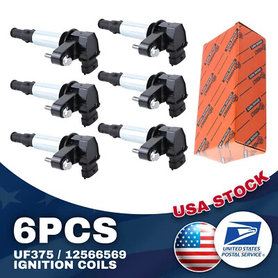 Black Durable 6x UF375 Ignition Coils 12566569 For Cadillac CTS 3.6L V6 2004-07 - Imagem 1 de 4