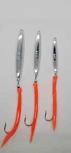 3 New Ava Diamond Jigs 1,2,3oz Split Tube Tails Bluefish Striper Jigging Casting - Picture 1 of 4