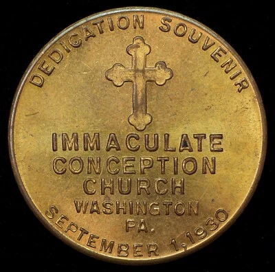 1930 Washington, PA Immaculate Conception Church My Offering Token Brass 32mm Foto 1 de 2