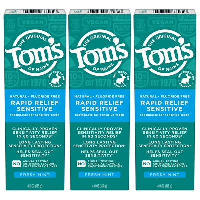 Tom'S of Maine Fluoride-Free Rapid Relief Sensitive Toothpaste, Fresh Mint, 4 Oz - Image 1 of 4