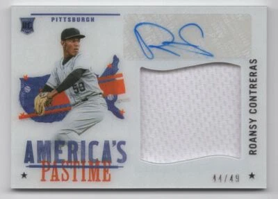 2022 PANINI AMERICAS PASTIME JERSEY AUTO RC Roansy Contreras 44/49 Pittsburgh - Image 1 of 2