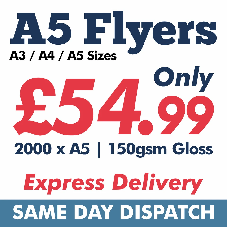 2000 A5 A4 A3 Flyers Leaflets Printed Full Colour Flyer Leaflet Printing Fast - Image 1 of 4