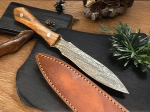 Tactical Dagger Knife | Damascus Steel | Pakka Wood Handle | Handmade | D.384 - Picture 1 of 5
