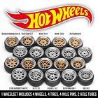 1/64 Scale Alloy V4 Metal 2 Piece Real Rider Wheels Rims Tires Set Hot Wheels