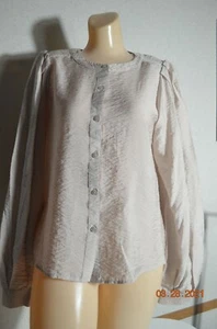 A. NEW DAY Long Sleeve Button Front Blouse Light Brown Size S - Picture 1 of 7