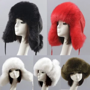 Sombrero de soldado de piel sintética para mujer sombrero trampero cálido sombrero ruso a prueba de viento gorra de esquí de invierno - Imagen 1 de 22