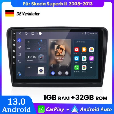 Für Skoda Superb II 2008-2013 Carplay Android 13 Autoradio GPS NAVI BT WIFI DAB+ - Bild 1 von 4