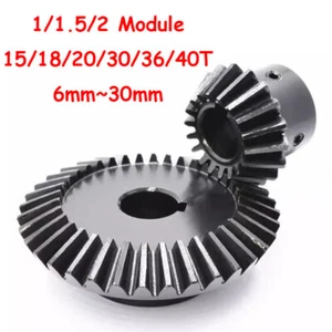 1/1,5/2 Modul 15~40T 45# Stahl Kegelrad Stahl Übersetzung 1:2 Getriebe Gear 90° - Bild 1 von 22