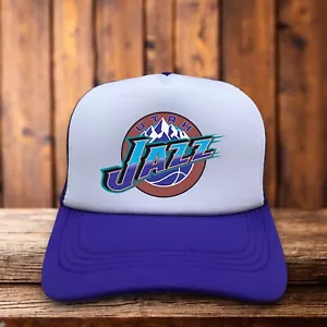 Utah Jazz Mens Trucker Hat Purple Snapback Salt Lake City Basketball Retro Cap - Picture 1 of 7