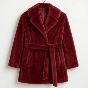 Trina Turk Faux Fur Burgundy Coat Jacket Sz P/TP – Pockets & Collar - Picture 1 of 10