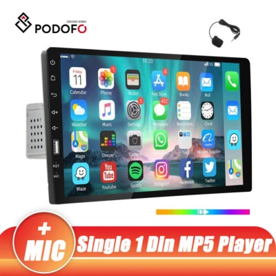 PODOFO Single 1 Din 9" Car Stereo Radio MP5 Player FM USB Touch Screen Bluetooth +MIC