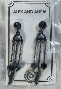 Alex and Ani Cosmic Balance Chandelier Earrings Midnight Silver A19ECB01RTH - Picture 1 of 7